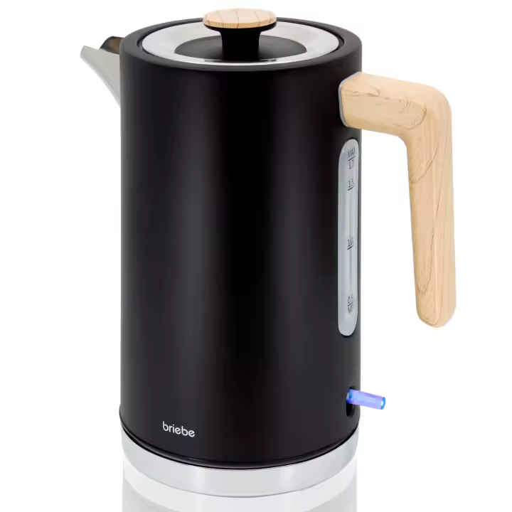 Briebe KT1165BLK Nordic Hervidor Agua Eléctrico 1,7L Inalámbrico Ebullición Rápida, Libre de BPA, Base de 360°, 2200W, Negro - 1