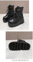 Botas De Mujer 2024 Otoño Botas De Tobillo Con Plataforma Y Tacón Alto Diseño De Moda Zip Cosplay Zapatos Para Mujer Botas Cortas De PU Con Cierre De Lazo - details 17