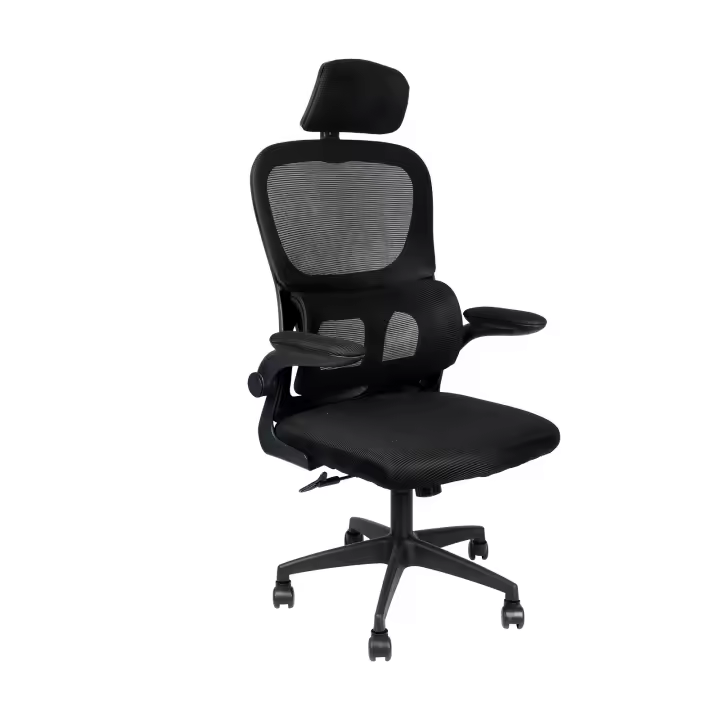 Silla de oficina ergonómica giratoria con cojín de asiento de diseño de malla, reposacabezas y reposabrazos ajustables, capacidad máxima de carga 150 kg. - 1