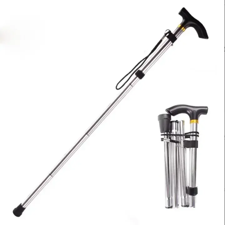 Bastón Plegable De Aluminio Para Senderismo Y Escalada 3-Piezas Antiguo Poderoso Con Punta De Goma Autodefensa Para Hombres Alpinismo Camping - 1