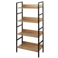 Max Home - Estantería almacenaje, de acero negro y madera, fácil montaje, con sistema de nivelación, estable, resistente y duradera, muebles de salón, estanterías, decoración hogar, librería, multiusos, variedad de medidas - details 0