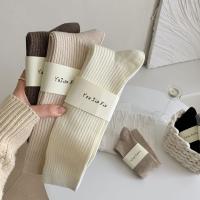 Calcetines Altos De Oveja Para Mujer Estilo Universidad Otoño Invierno Color Sólido Casual Cálido De Lana Y Cashmere Paquete De 2 Pares - details 9