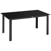 Outsunny Mesa de Jardín Rectangular para 6 Personas Mesa de Comedor Exterior con Marco de Aluminio y Tablero de Vidrio Templado Carga 50 kg para Terraza Balcón 150x90x74 cm Negro - details 0