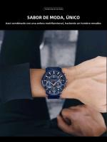 Reloj De Cuarzo Multifuncional Hannah Martin 2024 46mm Azul Plata Acero Inoxidable Resistente Al Agua Y Al Choque Reloj De Pulsera Casual Con Cierre De Seguridad - details 7