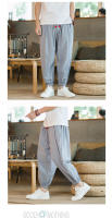 Pantalones Harem De Algodón Y Lino Para Hombres 2024 Talla M-5XL Estilo Japonés Casual Primavera Otoño Con Cuerda Suelta - details 16