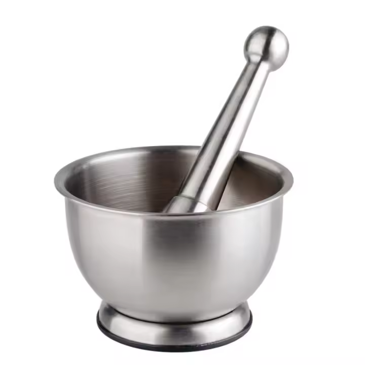 DISTRIBUX Mortero Acero Inoxidable Con Maza olla para Pugging Molinillo de Especias Ajos Alimentos Pastillas Hierbas Tazón Triturador  etc. Herramienta de Cocina - 1
