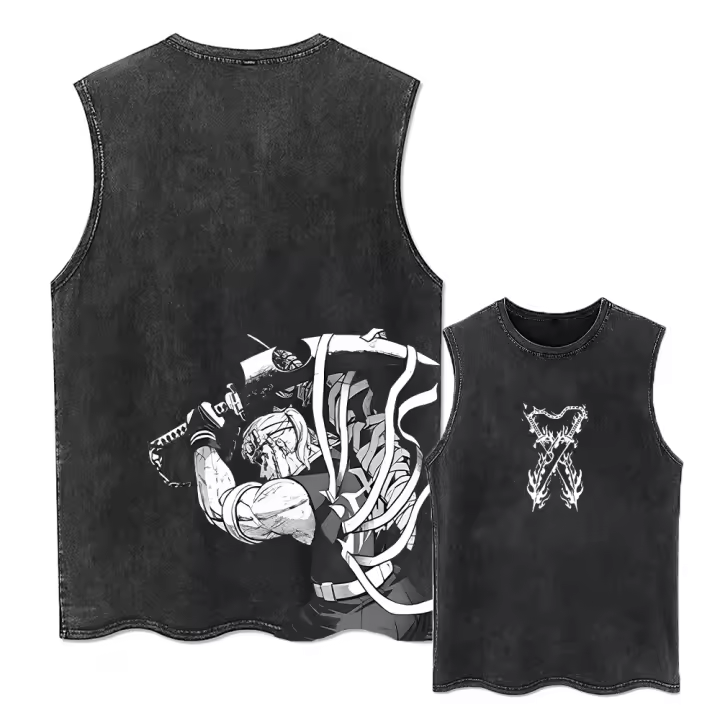 Camiseta De Manga Corta Para Hombre Estilo Harajuku Acido Japonés Anime Gráfico Algodón Tees Verano Negro Streetwear Camisetas - 1