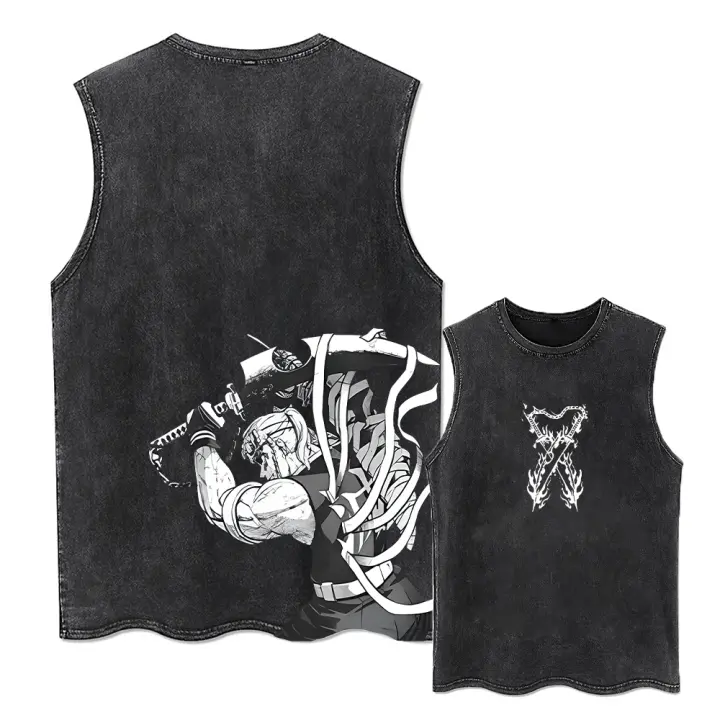 Camiseta De Manga Corta Para Hombre Estilo Harajuku Acido Japonés Anime Gráfico Algodón Tees Verano Negro Streetwear Camisetas - 1