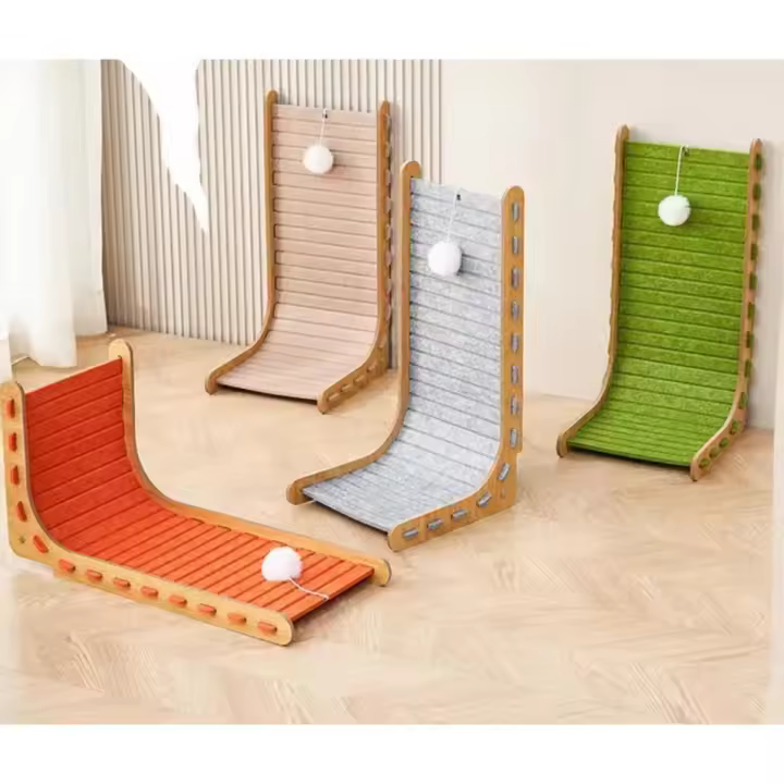 Rascador para Gatos de Pared, 60 cm Alto x 35 cm Ancho,  Tela de fieltro, Poste Vertical con Base de Madera, Multicolor - 1