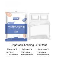 Juego De Viaje Desechable De Cuatro Piezas Grueso 1 Sábana 1 Funda De Edredón 2 Fundas De Almohada Cama Doble Empaquetado Individualmente - details 2