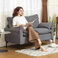 HOMCOM Sofá de 2 Plazas, Tapizado en Terciopelo, Sofá Moderno con Patas de Metal, Reposabrazos Acolchado, para Salón, Dormitorio, Oficina, Sala de Estar, 130x77x84 cm, Gris - details 1