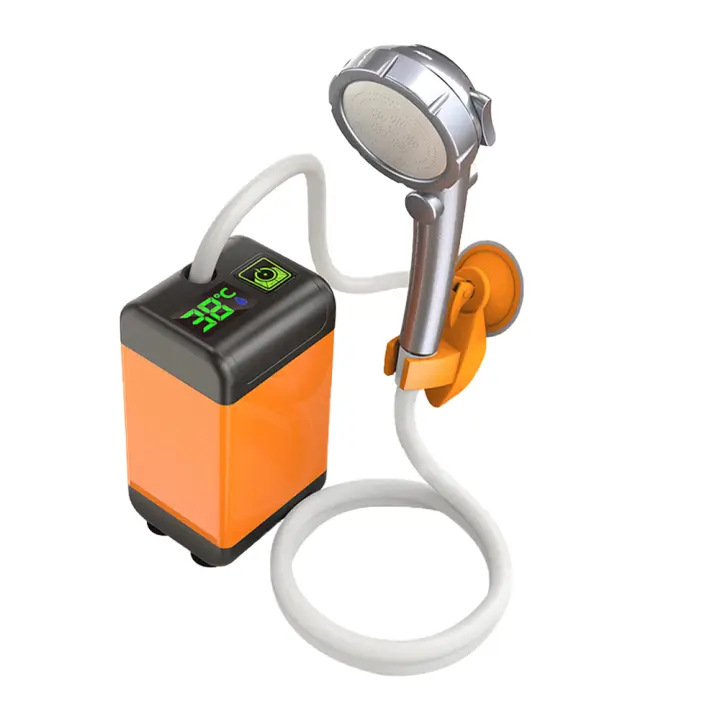 Ducha eléctrica para camping - Batería recargable de 7800mAh, 3 estaciones de presión, medición de temperatura, diseño compacto, ideal para camping y senderismo - 1