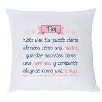 Cojín con Conmovedor mensaje Definición de TIA : " Sólo una tía puede darte abrazos como una madre , guardar secretos como una hermana y compartir alegrías como una amiga ". Original para Tia. Regalo para Tia. - details 0