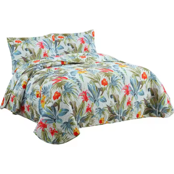 Novotextil Colcha Bouti Estampada Ligera Primavera/Verano Inclue 12 Fundas de Cojín (50x70cm) Cubrecama Transpirable de Entretiempo Tejido 50% Algodón 50% Poliéster Relleno 100% Algodón Ajustable Camas de 90  180cm Ideal - 1