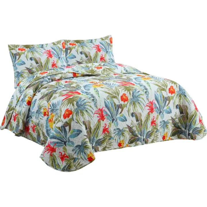 Novotextil Colcha Bouti Estampada Ligera Primavera/Verano Inclue 12 Fundas de Cojín (50x70cm) Cubrecama Transpirable de Entretiempo Tejido 50% Algodón 50% Poliéster Relleno 100% Algodón Ajustable Camas de 90  180cm Ideal - 1