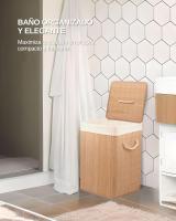 newty Cesto de Bambú con Tapa para la Ropa Sucia Compartimento Cubo Colada Lavandería Plegable con Asa de Cuerda Cesta de Almacenamiento Organizador Cubierta Bolsa Extraíble Laundry Basket Hamper Cuadrad Cuerda Trenzada Bolsa Interior Caña de Alta Calidad - details 1