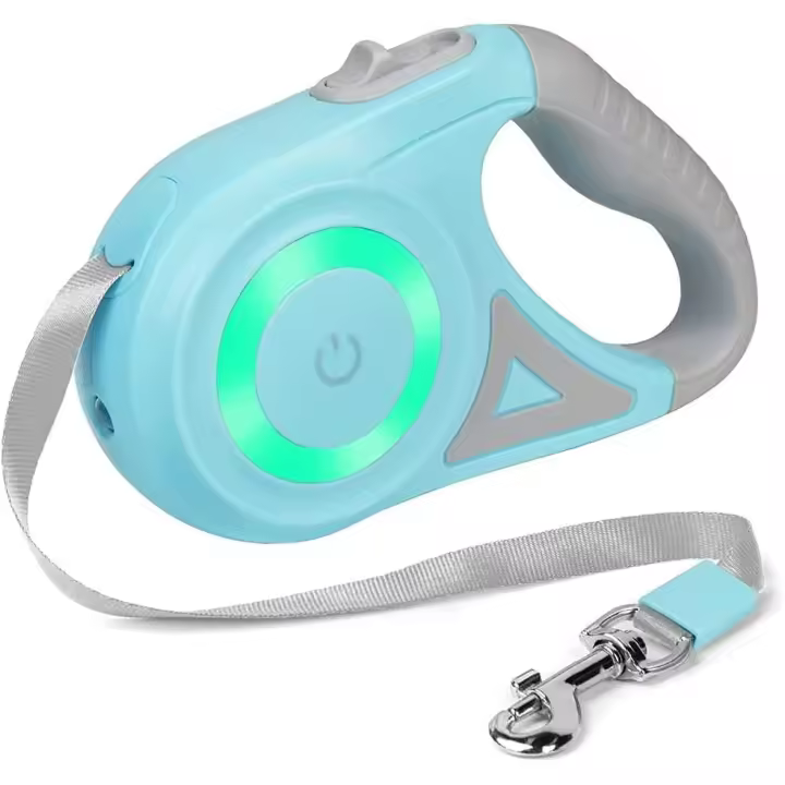 Correa de perro retráctil Bobin con luz, correas para caminar de 16 pies para perros o gatos, Mango antideslizante para correa de perro verde - 1