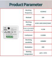 Interruptor Inteligente Sin Cable 433MHz 1/2/3Gang Panel De Pared Con Control Remoto Para Lámpara LED 10A 110V 220V - details 9