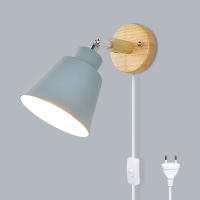 Nordic Wall light Indoor DIY E27 Wooden 6 Colors EU/UL Plug 350° Wall lamps For Living room Bedroom Aisle Sconce Fixtures Decov - details 8