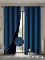 Cortinas De Blackout 100% Con Tope De Grommets Para Decoración De Hogar Sala De Estar Dormitorio Cocina Aislamiento De Luz Modernas - details 9