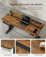 Escritorio eléctrico ajustable en altura, mesa de pie 60x140 cm, ajuste continuo, 4 memorias de altura, disponible en blanco, gris, marrón rústico o negro - details 12