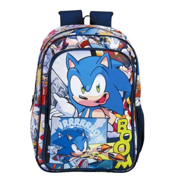 Mochila Sonic the Hedgehog 43cm. Mochila ergonómica con amplio espacio. Diseño resistente y versátil para llevar tus pertenencias con estilo. - 1