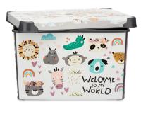Caja de Almacenamiento Multiuso plástico decorada con Asa para Hogar KIPIT 22L, 10L ,5L- Cajas Organizadoras de Plástico ,Cubo de Contenedores de Almacenaje, Caja de Almacenaje Multiuso. KIPIT(Animals - 22 litros - 39.5x 29.5x 23.5 - details 0