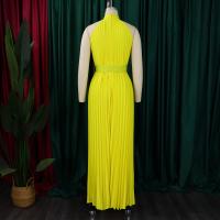 Elegante Monopiece Plisado Para Mujer Con Cinturón Y Pierna Ancha De Largo Al Suelo Sin Mangas Y Cuello Redondo Para Fiesta Y Cumpleaños - details 11