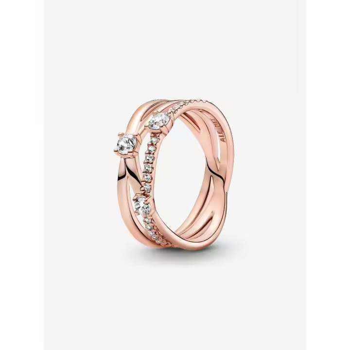 Pandora - Anillo de Triple Bright Band-Baño de Oro Rosa de 14 K - 1