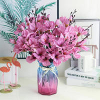5 Ramas 20 Cabezas De Flores Artificiales De Alta Calidad Magnolia Para Decoración De Hogar Y Bodas Accesorios De Navidad Estilo Otoño - details 4