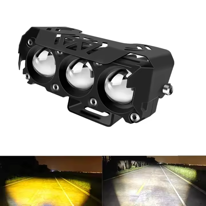 Spotlight LED Para Motocicleta Doble Color Bajo/Alto Faros Antiniebla Para Coches Camiones SUV UTV 12V 24V Mini Lente Faro De Conducción - 1