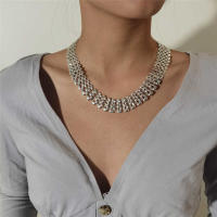 Collar De Cadena Gruesa Cubana Exagerada Para Mujeres Y Hombres Color Plata De Alta Calidad Joyería De Cuello Estilo Steampunk - details 0