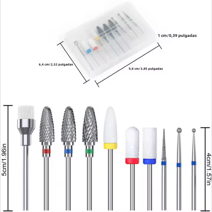 Juego De 10 Piezas De Cortadores De Uñas Para Manicura Cerámica Herramienta Para Eliminar Gel Y Esmalte Compatible Con Taladro - 1