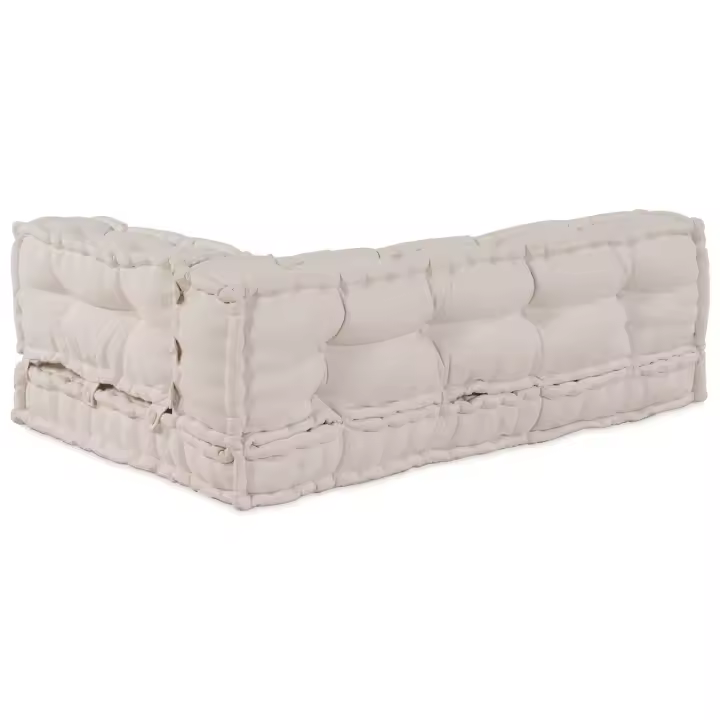 Cojín para Sofá de Palets de vidaXL con Soporte para Brazos y Espalda de Tela Crema - 1