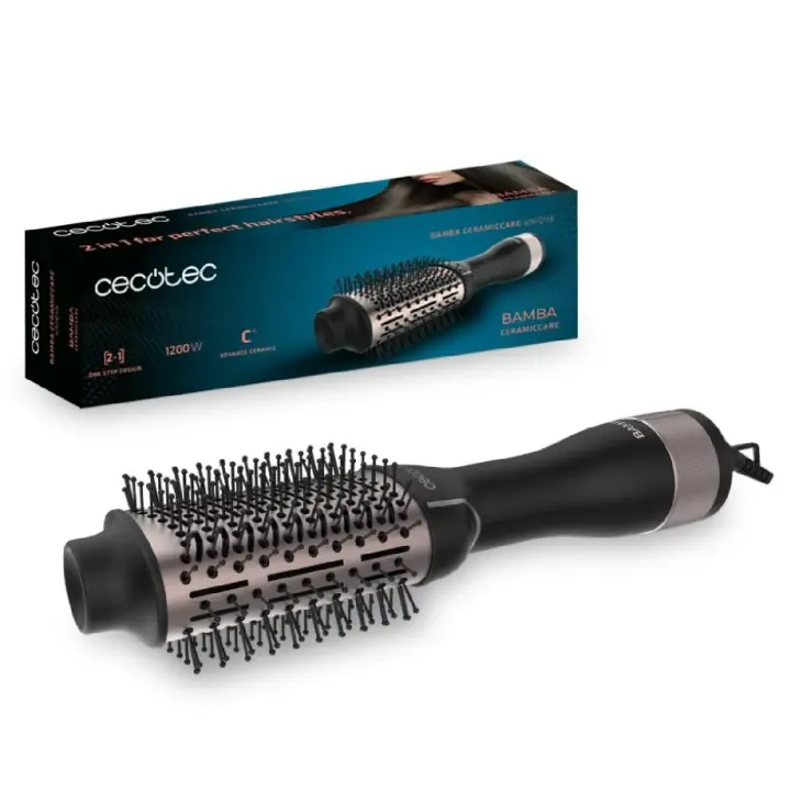 Cecotec Cepillo de Aire Bamba CeramicCare Single, 1200W, Gris, Diseño One Step, 2 en 1, Deslizamiento ultrasuave - 1