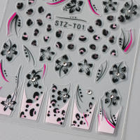 Pegatinas De Uñas Adhesivas Con Diamantes Estilo Cheetah Y Flores Decoraciones Holográficas Para Manicura Artísticas Tamaño 10.2x6.5cm - details 3