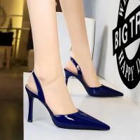 Sandalias De Tacón Alto Para Mujer 9cm Cómodas Elásticas Con Slingback De Cuero Glossy Azul Rojo Verano Fiesta Danza Pumps - details 32