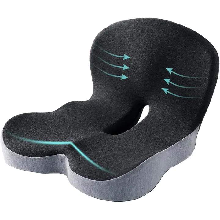 BIT Cojín de asiento de espuma viscoelástica, adecuado para el conductor de camión, cojín de silla de oficina, cojín de silla para el hogar, cojín de asiento de automóvil, cojín antideslizante, cojín de asiento, cojín de asiento ergonómico - 1