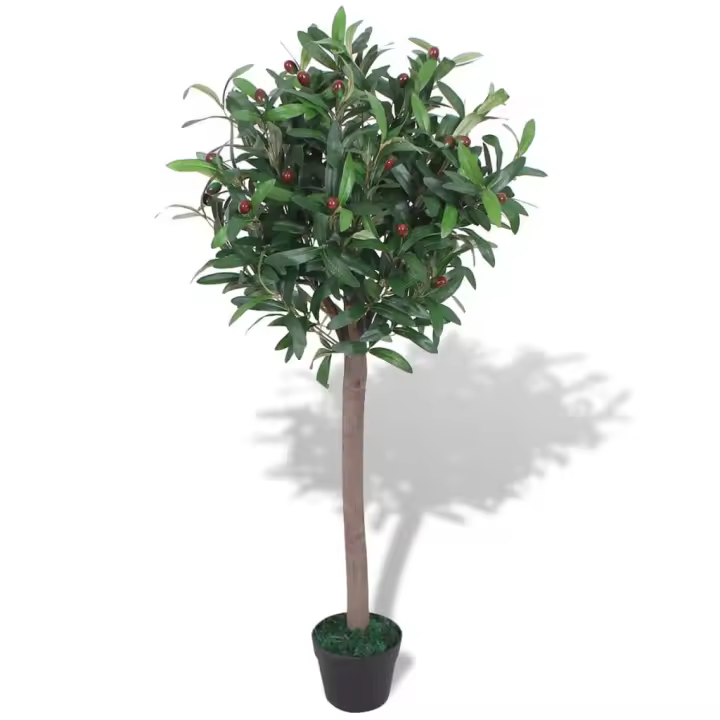 vidaXL Árbol de Laurel Artificial con Macetero Verde Maceta de Plástico Dimensiones 125 cm, 120 cm - 1