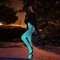 Medias De Red Noctilucencia Para Mujer Estilo Club Fiesta Mesh Pantimedias De Nylon Luminoso Con Agujeros Al Aire 1pcs - details 0