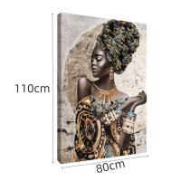 MIRAMAX-Cuadro Impreso Sobre Lienzo Diseño de Chica Mujer Africana,Arte de pared,Cuadros para la decoración interior del hogar,Sala de estar,Dormitorio,Sin marco 80X110cm - details 1