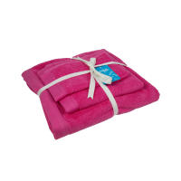 Cofan Juego de 3 Toallas Fucsia | Alta Calidad | 580 Gr/m2 - details 0
