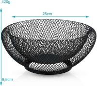 Cesta de Frutas de metal Negro: elegant frutero Redondo, Cuenco decorative de Doble pared para Frutas, verduras y más - details 0