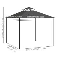 Carpa de metal gris Dark Weather resistant para Fiesta en El Jardín Carpa de Jardín de 3x3 m with Paredes laterales y Techo Doble - details 6