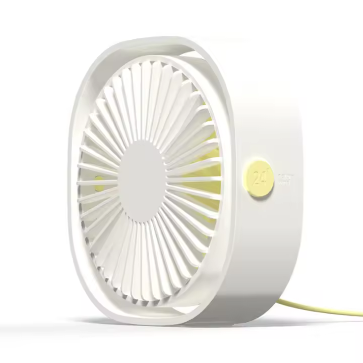 Mini ventilador de escritorio USB, Silencioso, portátil, alimentación única por USB (sin catería), 3 velocidades, lap adjustable de 360 ° para el hogar y Viajes. Blanco - 1