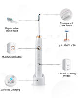 cepillo eléctrico，Cepillo de dientes eléctrico sónico para adultos, 8 cabezales, blanqueamiento Dental ultrasónico inteligente, recargable - details 13