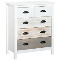 HOMCOM Cómoda con 5 Cajones Cómoda para Dormitorio Moderno con Diseño Anti-vuelco Cajonera para Salón Pasillo 70x38x85 cm Blanco - details 0