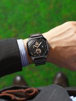 Reloj De Hombre Cuadrado Impermeable Luminoso Con Calendario De Acero Inoxidable Lujo Reloj De Pulsera De Cuarzo Moda Casual - details 0