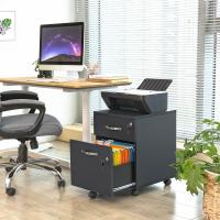 Archivador con cerradura y 2 cajones, pedestal con 5 ruedas, rieles ajustables, ideal para oficina en casa, disponible en blanco o negro - details 3