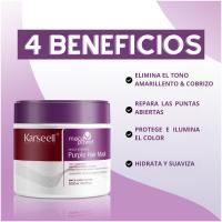 KARSEELL - Mascarilla Capilar Mascarilla Violeta Cabellos Grises Rubios Canas Decolorados Mascarilla Morada Matizador Hidratación Intensa Neutraliza Amarillos y Naranjas Alisado Reparadora Nutritiva Cuidado Capilar - 500 ml. - details 0